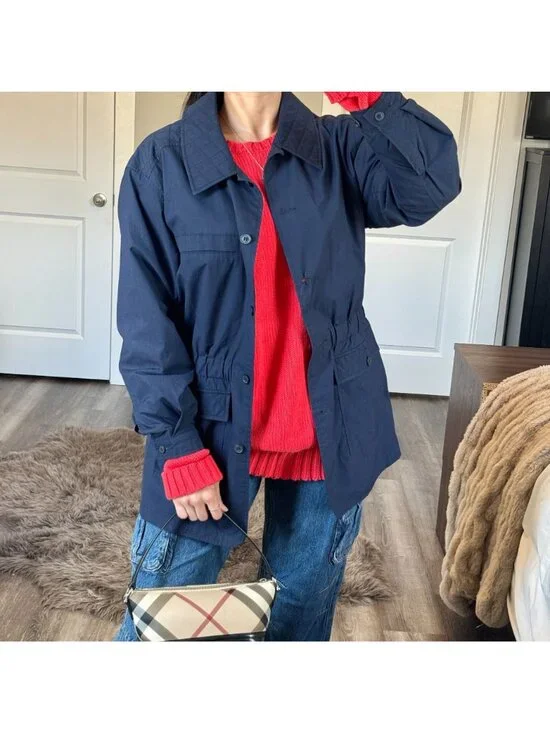 Vintage 90s Cottage Essentials Navy Blue Coat Womens Small Chore Barn Jacket - Picture 5 of 11